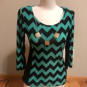 Gordman's chevron teal and black top